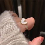 Exquisite Micro-paved Zircon White Love Open Ring For Women Fashionable Personalized Daily Accessory Party Jewelry Birthday Gift