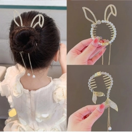 Shiny Angel Wing Animal Ears Baby Hair Clip Elegant Tassel Pearl Hairpins Ponytail Headband for Women Girl Kids Hair Accessories