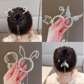Shiny Angel Wing Animal Ears Baby Hair Clip Elegant Tassel Pearl Hairpins Ponytail Headband for Women Girl Kids Hair Accessories