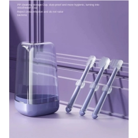 3pcs Baby Teeth Oral Care Cleaning Set Infant Silicone Toothbrush Kids 360 Degree Soft Oral Tongue Coating Care Cleaning Board