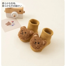 Cute Cartoon Bear Baby Socks for Boy Girl Winter Soft Cotton Anti Slip Soled Newborn Toddler Sock Kids Thicken Socken Warm Socks