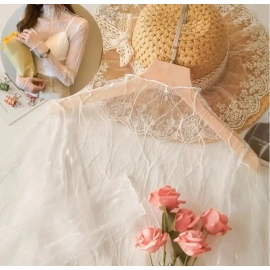 Sexy Black Line T-shirt For Women Mesh See Through Long Sleeve Tees Turtleneck Streetwear Women's Long Sleeve Top T-shirt Hot