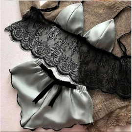 Women's Underwear Sexy Silk Satin Lingerie Pajamas..