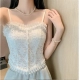 Wholesale Lace Pattern Small Camisole with Breast Pads, Pleated Pearls, Sexy Outer Wear, Bottoming Chest-wrapped Top