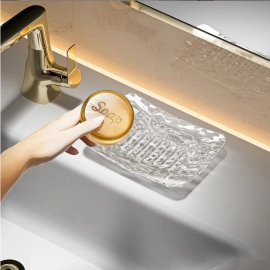 Transparent Soap Box High-End Bathroom Glacier Patterned Soap Storage Rack For Household Use Soap Box Tray Light Luxury